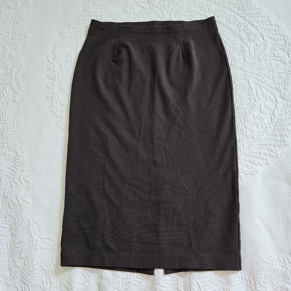 Eileen Fisher stretch pull on brown pencil skirt viscose blend size Small